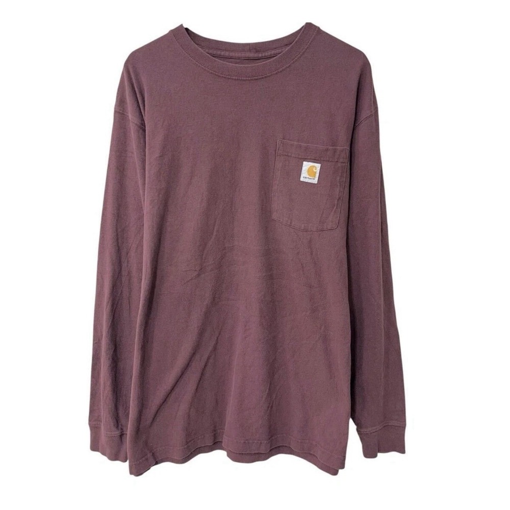Carhartt Long Sleeve Logo T‑Shirt XS Wine Red Durable Workwear Tee
